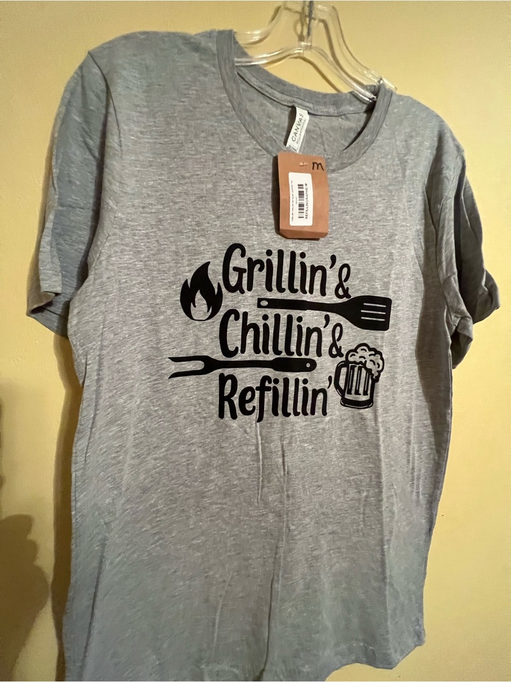 Bella Canvas Light Gray Men's 'Grillin' & Chillin' & Refillin'' Graphic Tee